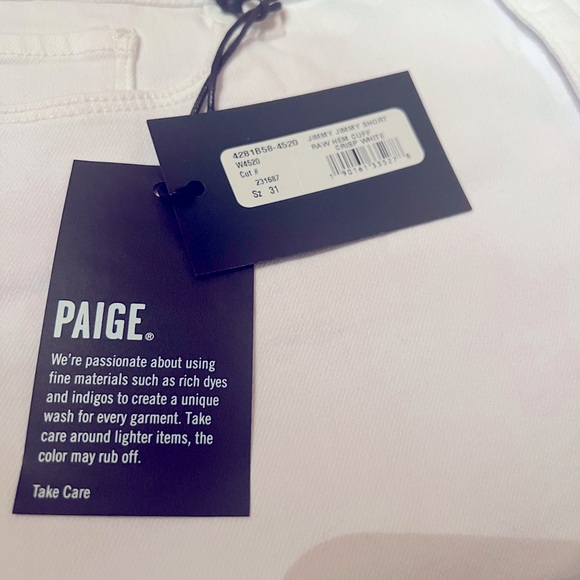 PAIGE Jimmy Jimmy Short Boyfriend Short Raw Hem Cuff Sz 31 - Picture 10 of 11